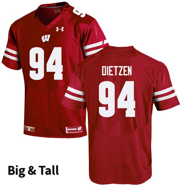 Wisconsin Badgers Men's #94 Boyd Dietzen NCAA Under Armour Authentic Red Big & Tall College Stitched Football Jersey YO40V05OI
